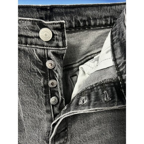 Levis 501 Original Fit Black Button-Fly Distressed Denim Jeans, ANKLE, BEACH BUM - Picture 5 of 6